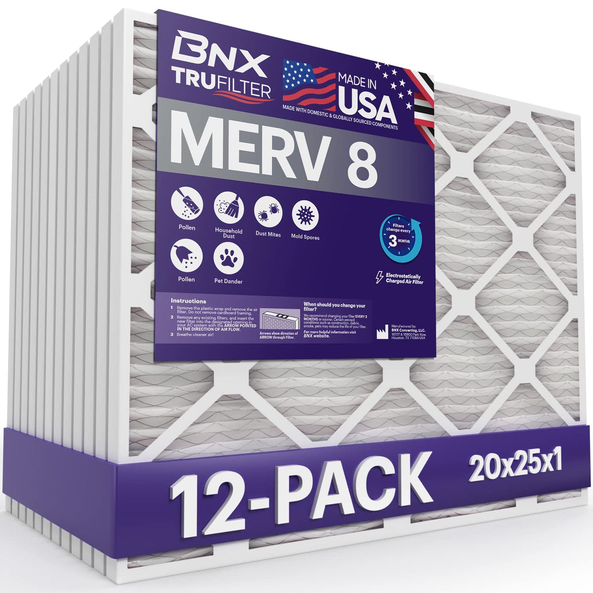 TruFilter 20x25x1 Air Filter MERV 8 (12 Count)