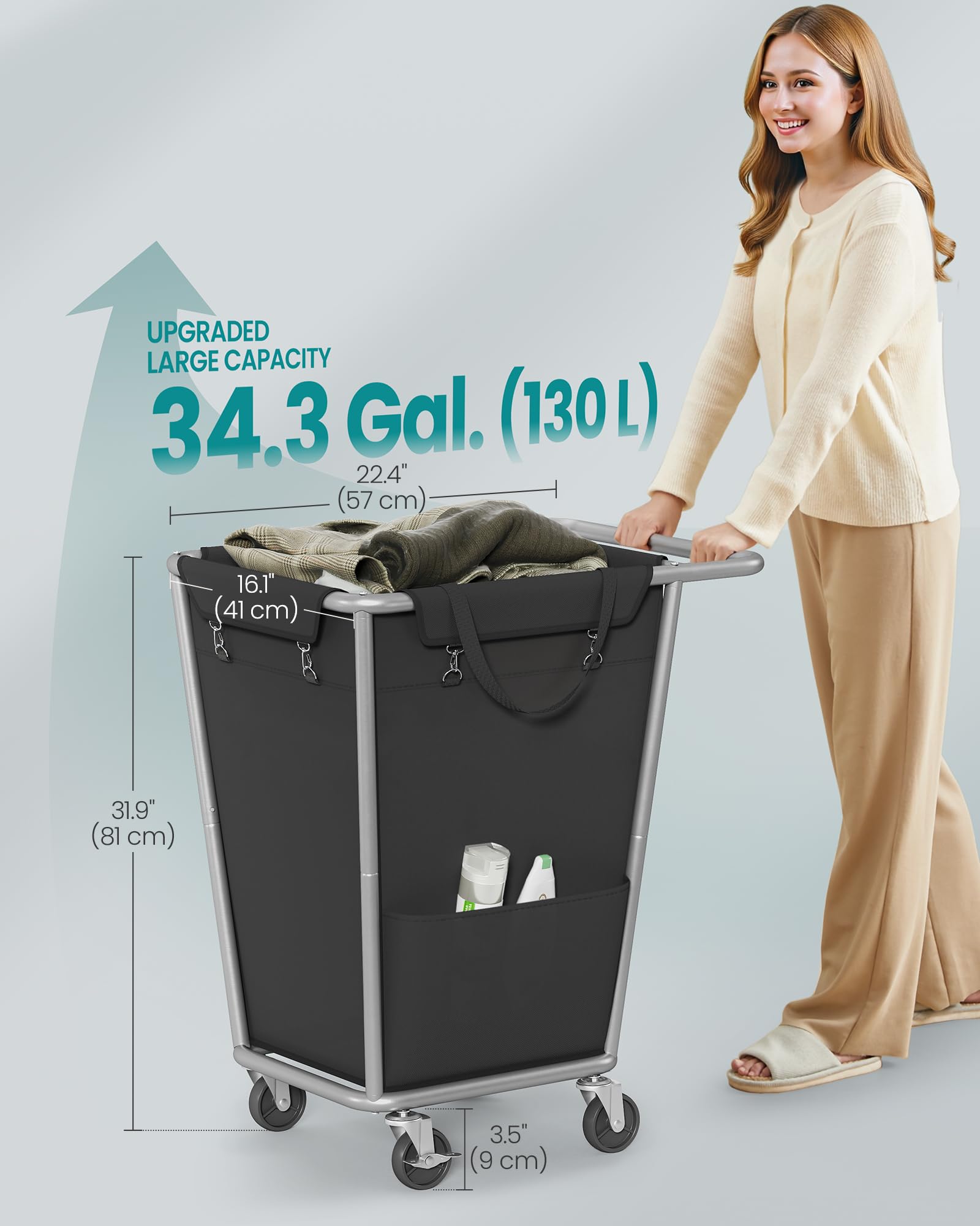 Laundry Basket with Wheels - ModHome Supplies