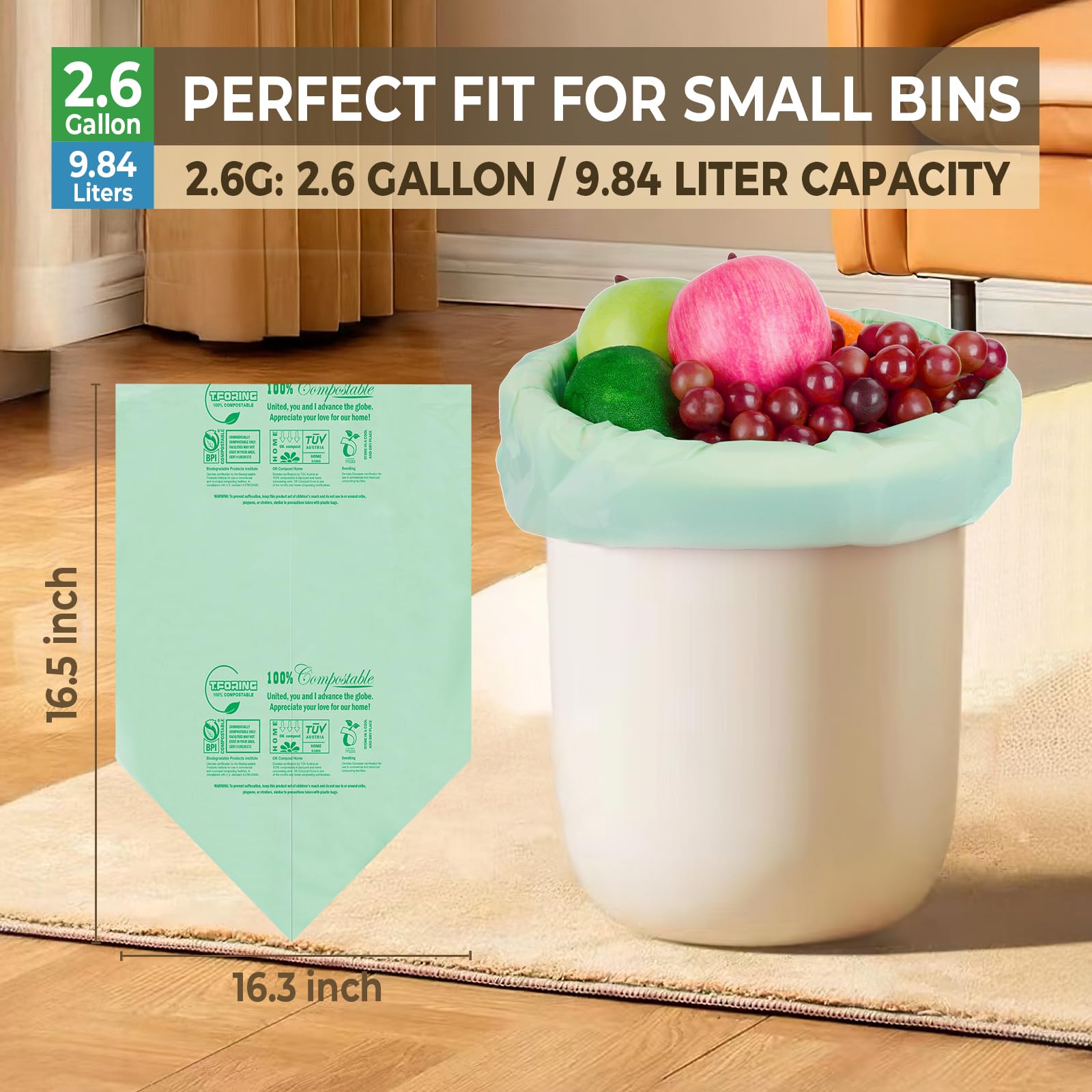 Small Compost Bags 2.6 Gallon (80 Count)