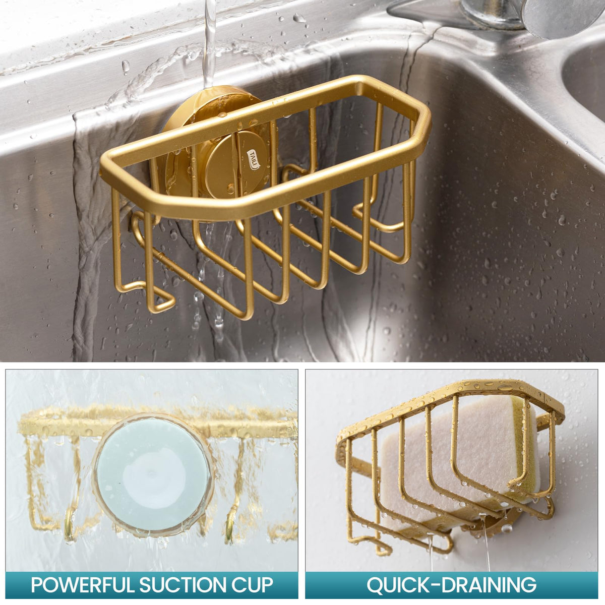 Sponge Holder for Kitchen Sink with Suction Cup