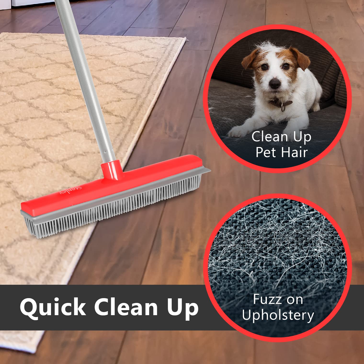 Rubber Broom with Adjustable Handle