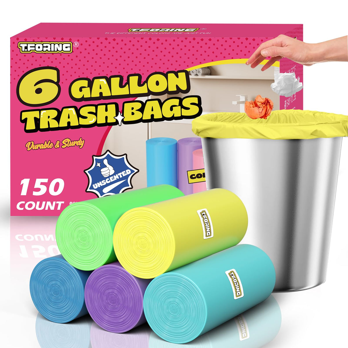 Medium 6 Gallon Trash Bags Unscented (150 Count)