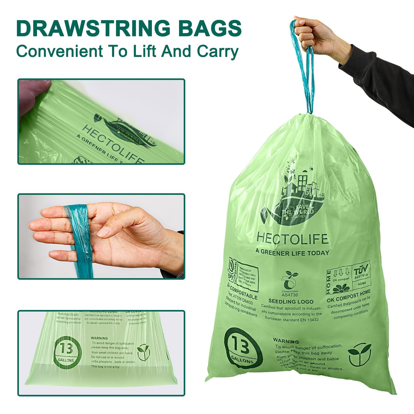 13 Gallon 100 Count Compostable Trash Bags with Home (50 Count)