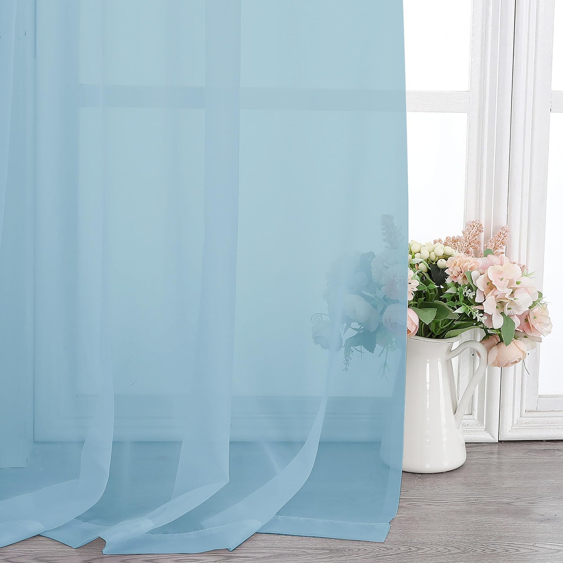 Sky Blue Sheer Curtains 120 Inches Long (2 Count)