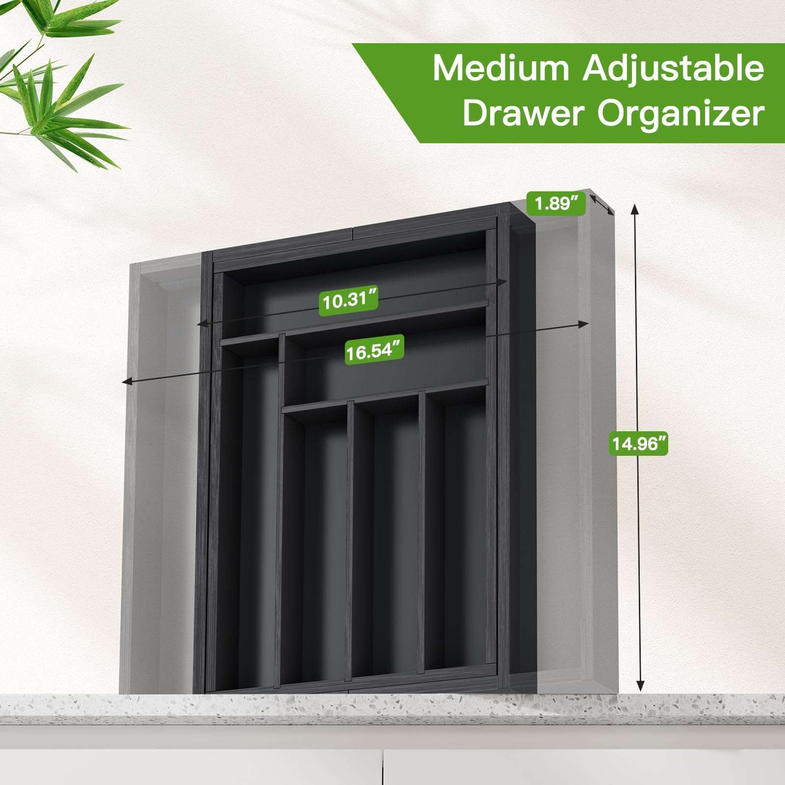 Bamboo Expandable Drawer Organizer for Utensils Holder