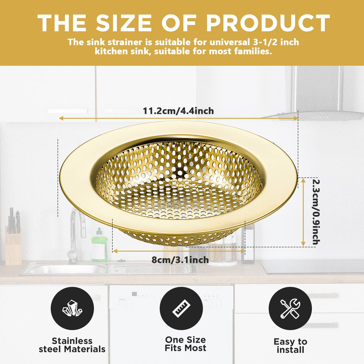 2 Pcs Kitchen Sink Drain Strainer 4.4 Inch (2 Count)
