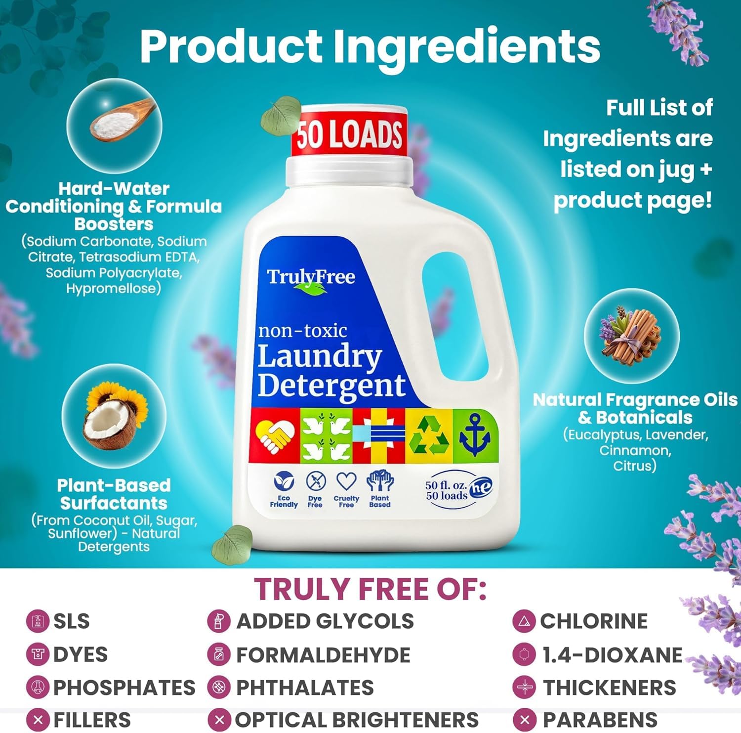 Natural Laundry Detergent for Sensitive Skin (200 Fl Oz)