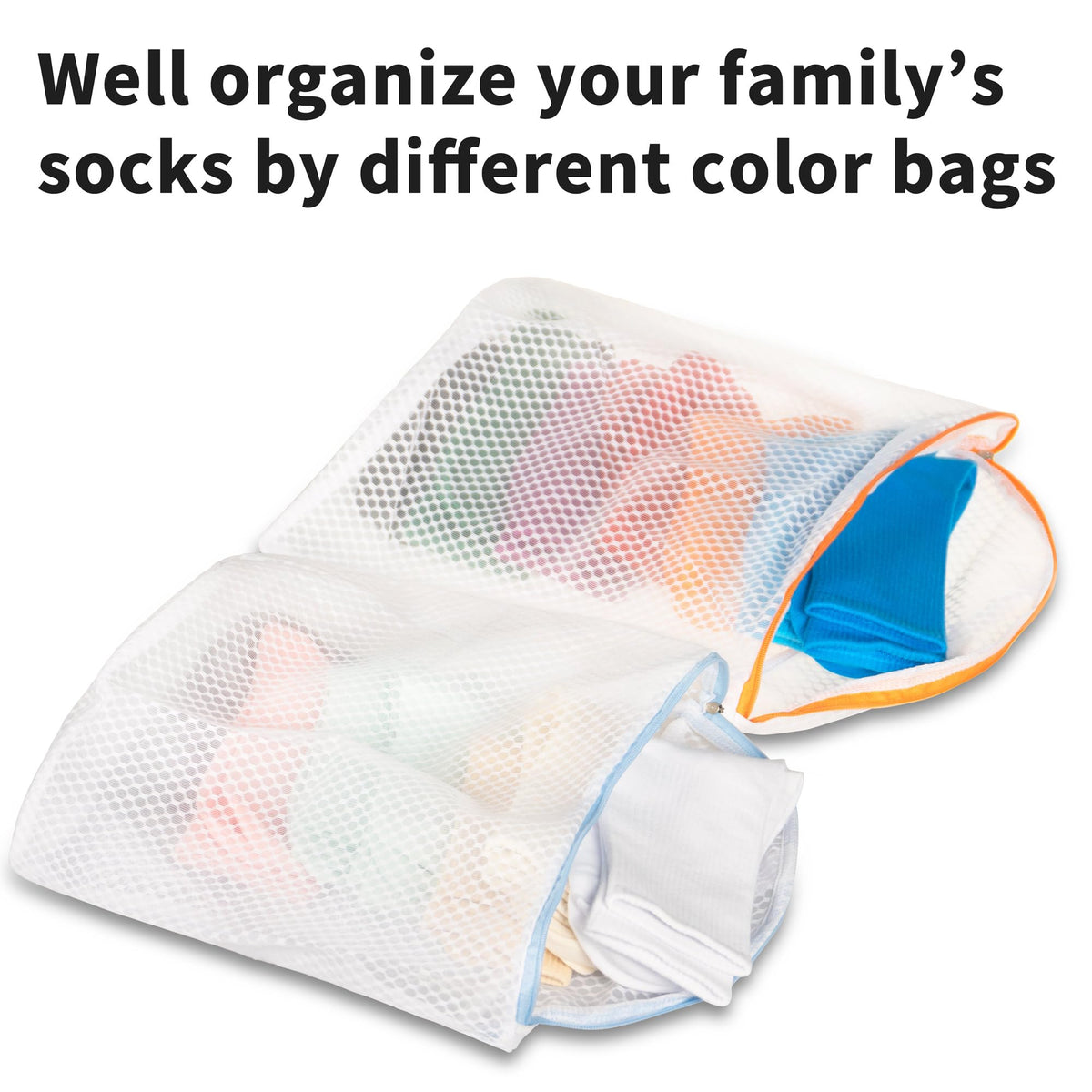 5Pcs Hanging Laundry Bags for Socks with S Hooks (5 Count)