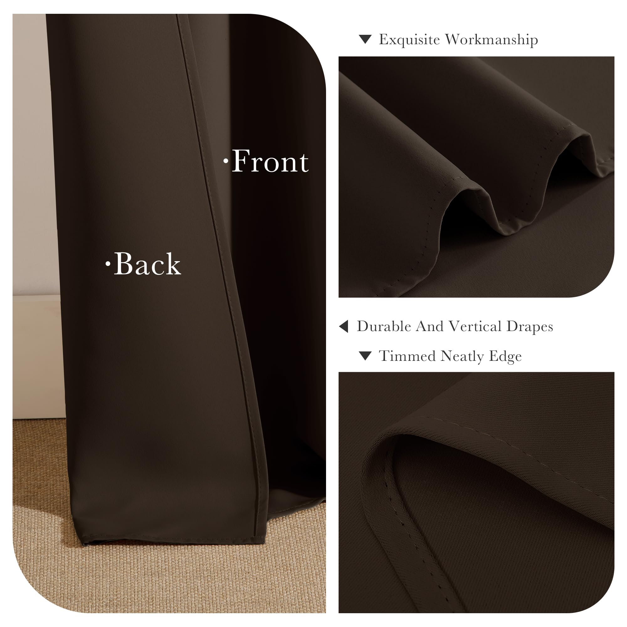 Blackout Small Curtains 36 inch 2 Panels Set (2 Count)
