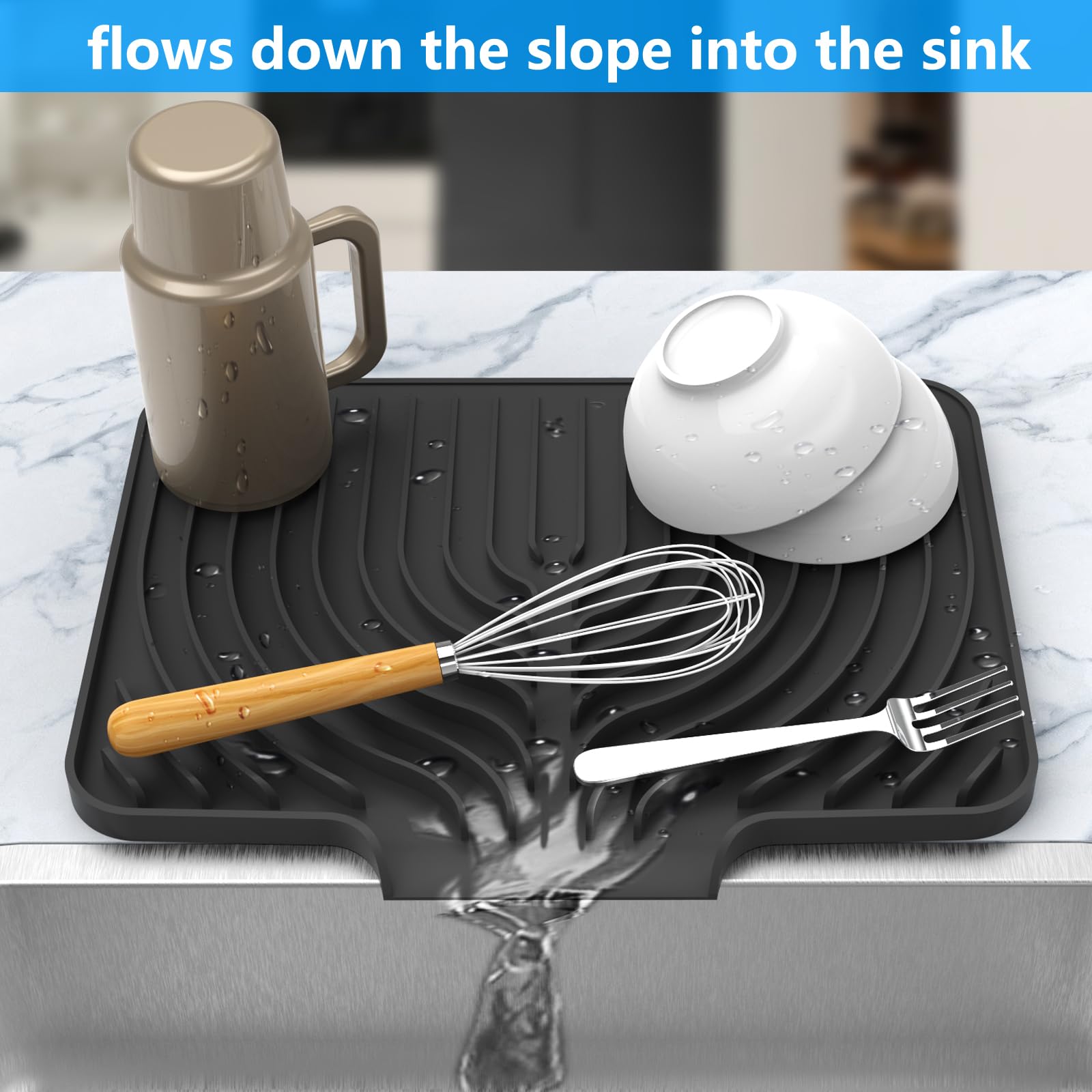 Dish drying mats for kitchen counter