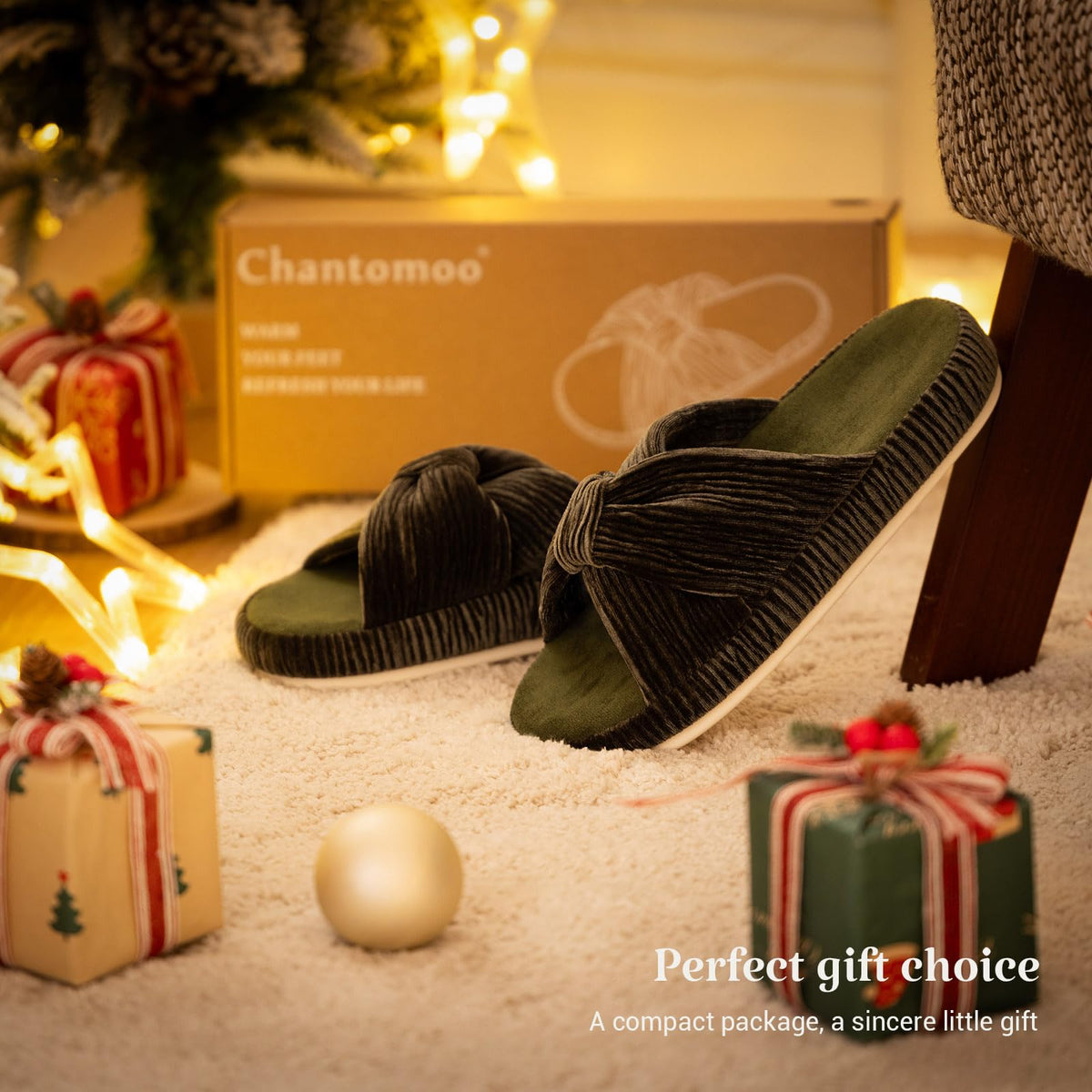Slippers for Women Memory Foam House Bedroom Bow Crossbands Pearlescent Slipper Shoes Comfy Trendy Gift Slippers Olive Size 7 8 6.5