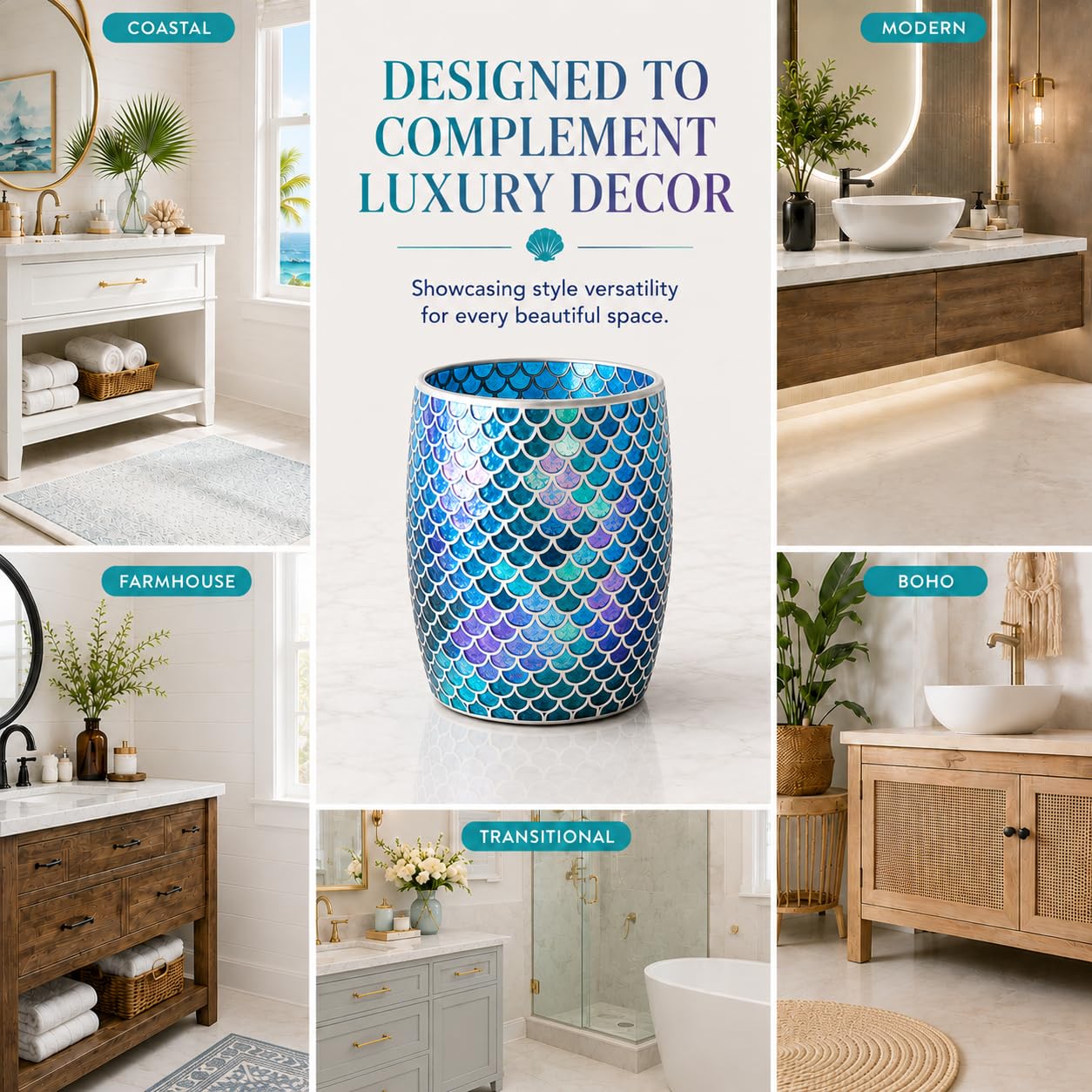 Mermaid Bathroom Trash Can