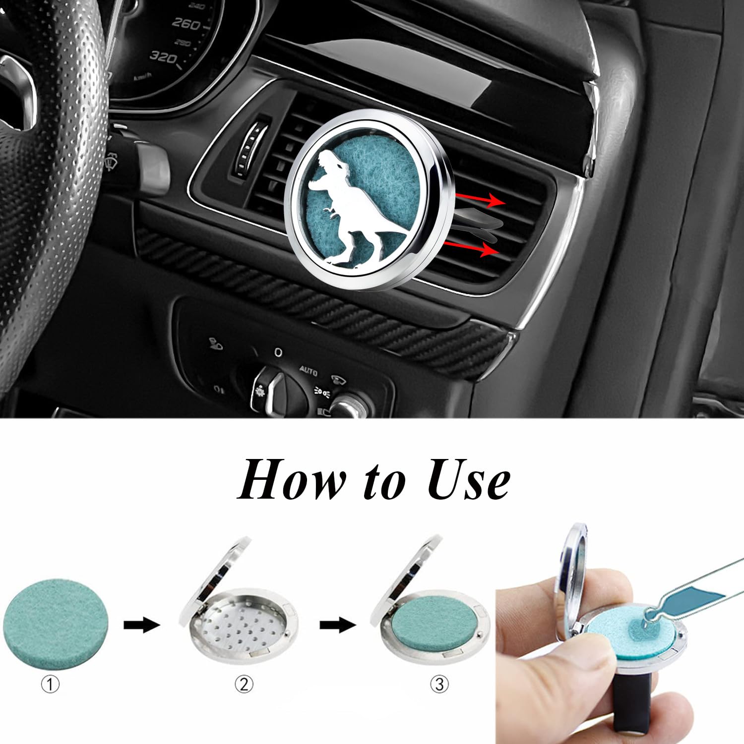 30mm Car Essential Oil Diffuser Vent Clips Air Freshener Vent Clip Aromatherapy Car Accessories 10 Felt Pads for Gift Women (10 Count)