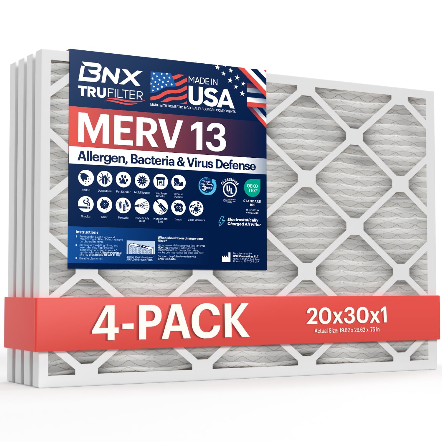TruFilter 20x30x1 Air Filter MERV 13 (4 Count)