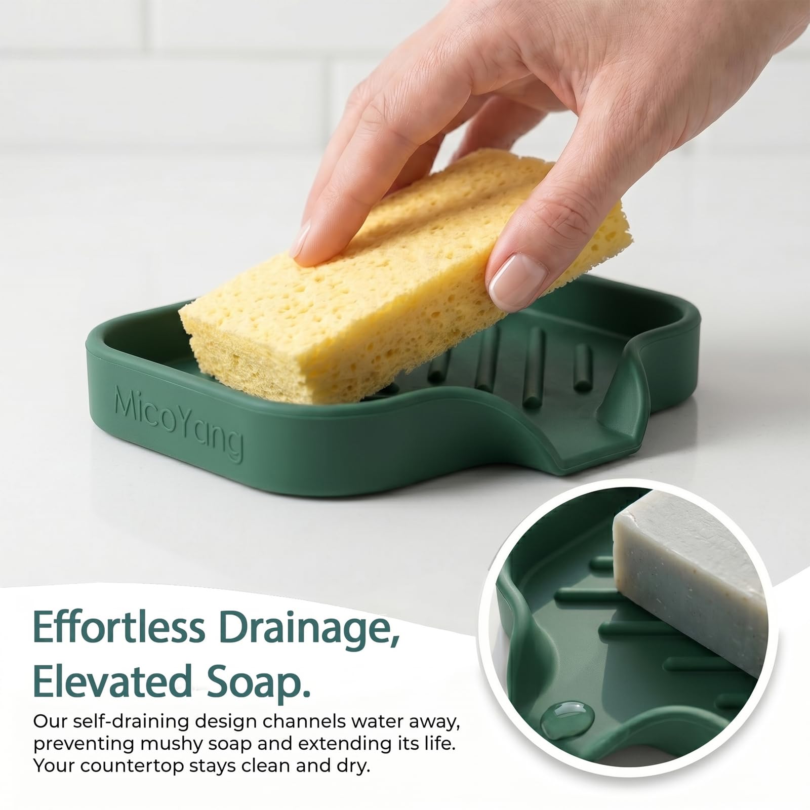 Silicone Soap Dish with Drain Spout