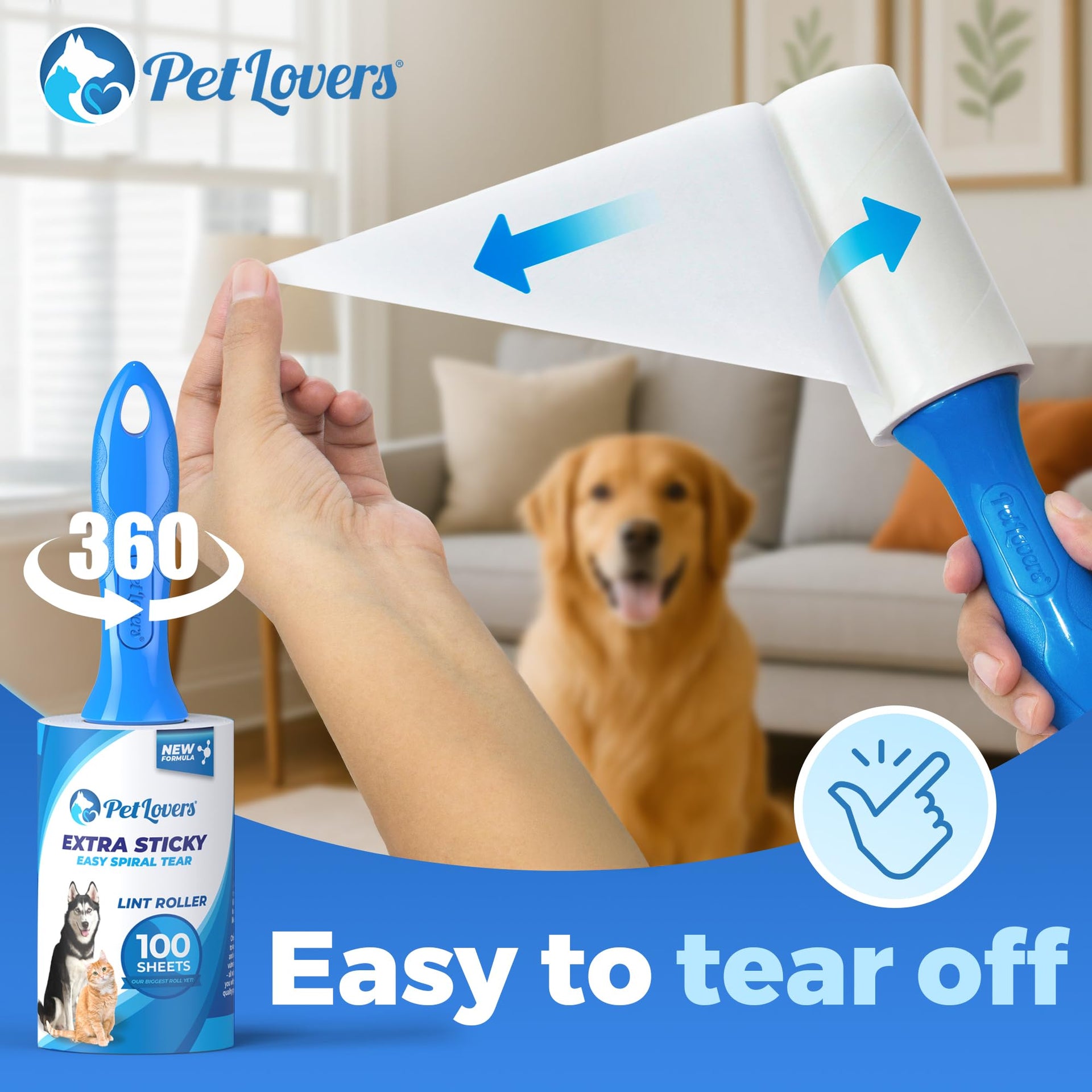 Extra Sticky Lint Roller Ultimate Value Set 400 Sheets for Pet Hair Removal