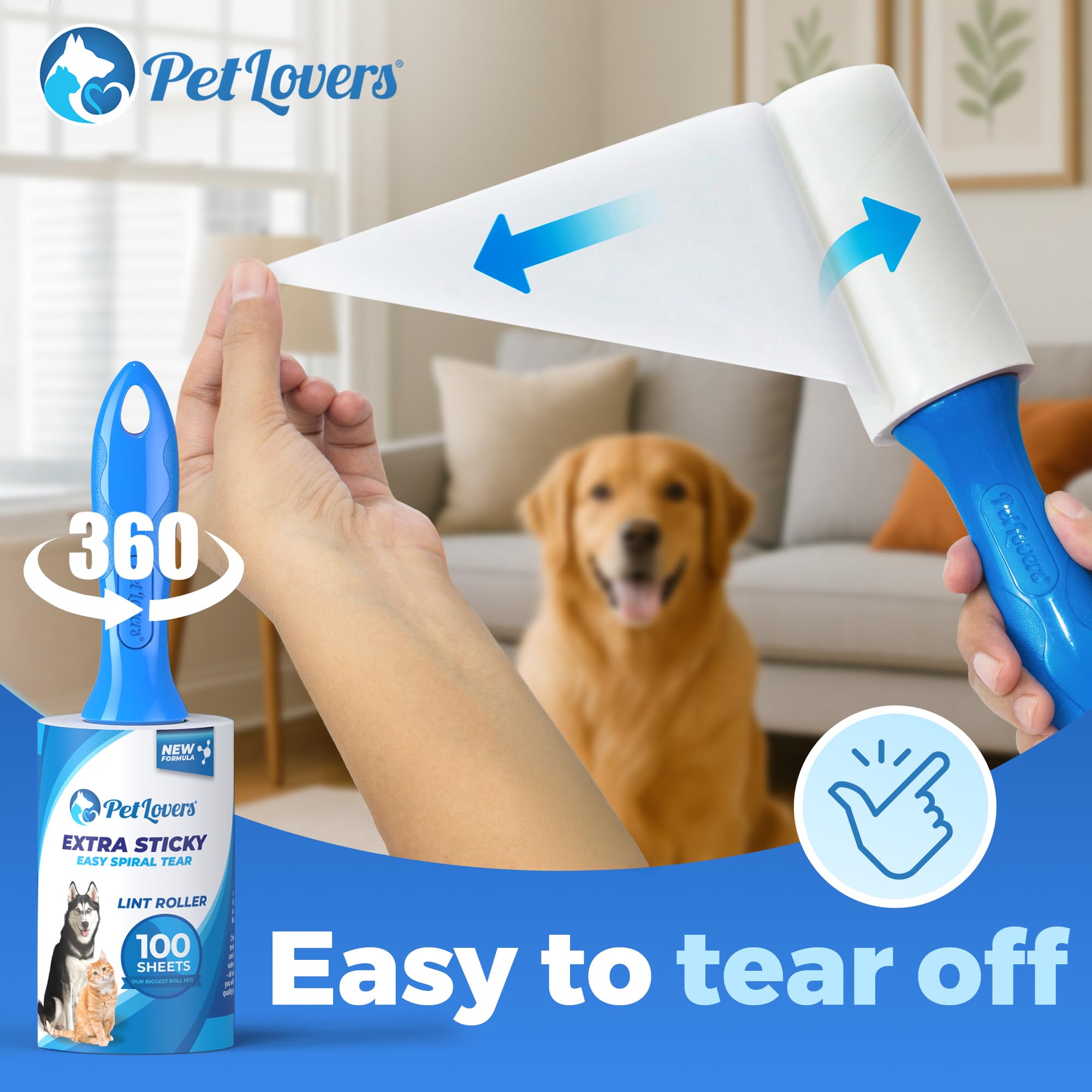 Extra Sticky Lint Roller Ultimate Value Set 400 Sheets for Pet Hair Removal
