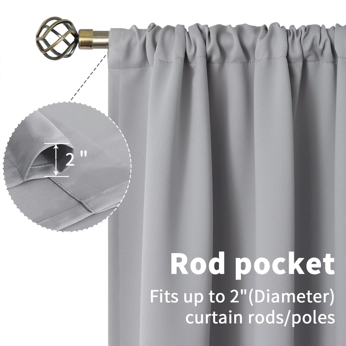 Light Grey Blackout Curtains 45 Inch Length for Bedroom