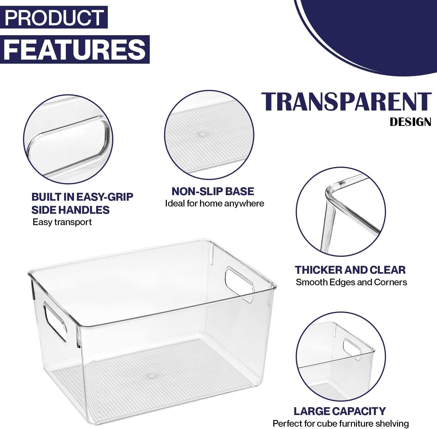 Clear Plastic Storage Bins (8 Count)