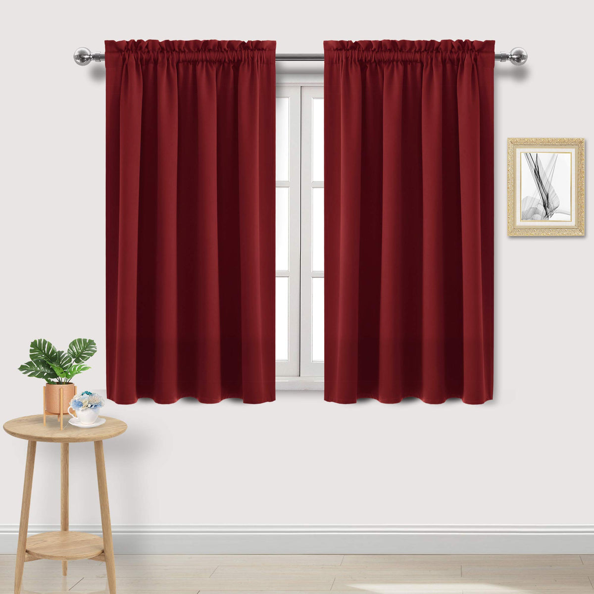 Blackout Curtains for Bedroom Living Room 52 x 54 Inch Long Burgundy (2 Count)