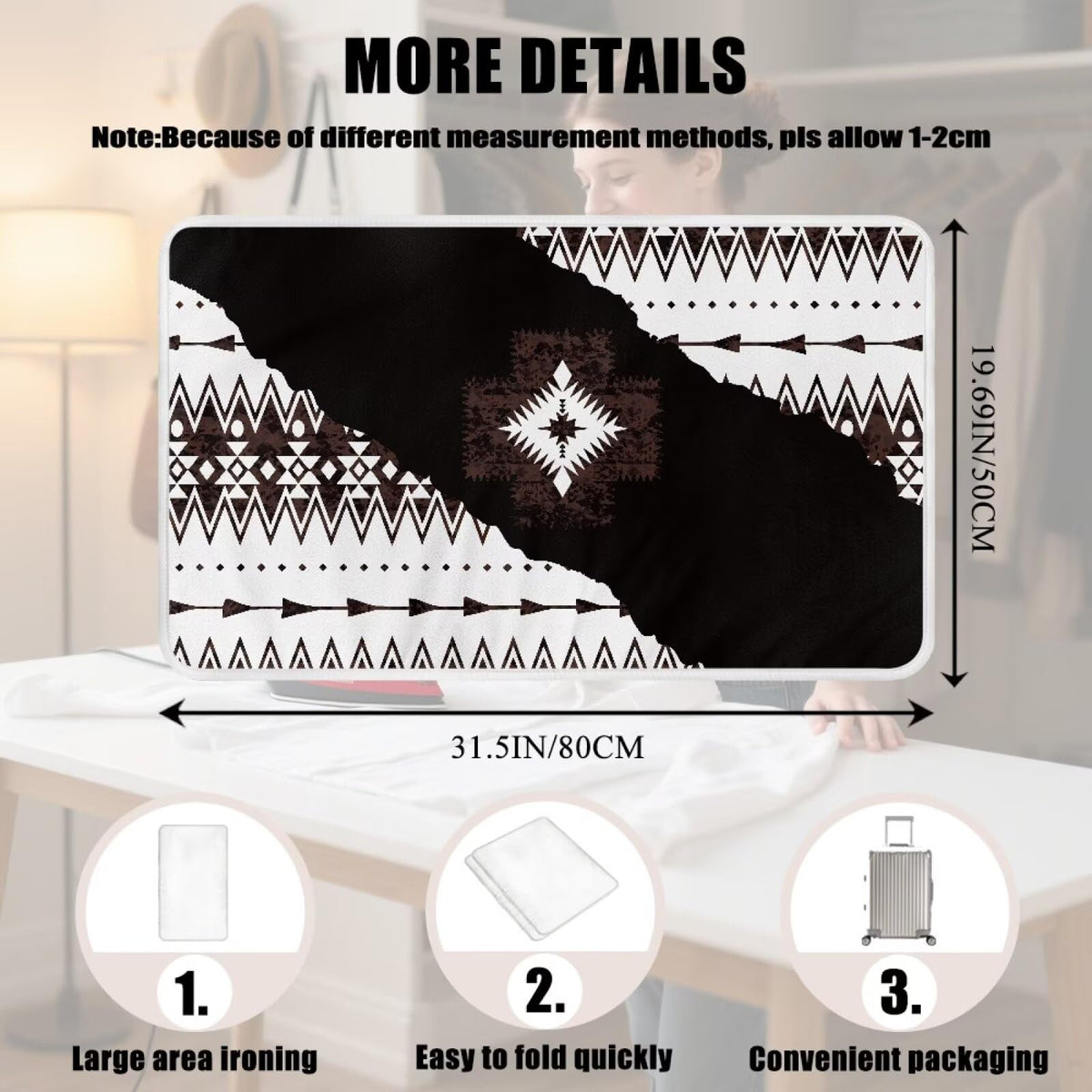 Aztec Print Ironing Mat Portable Ironing Pad Blanket for Table Top Heat Resistance Foldable Lightweight 32 x 16 Inch Small Ironing Pads for Washer