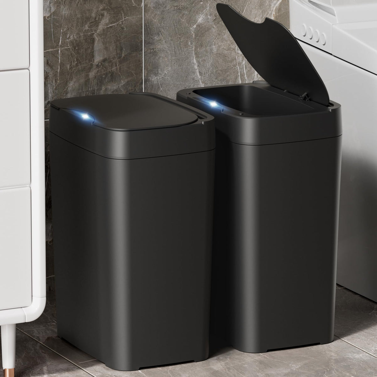 2 Pack 2.7 Gal Bathroom Trash Can with Lid (2 Count)