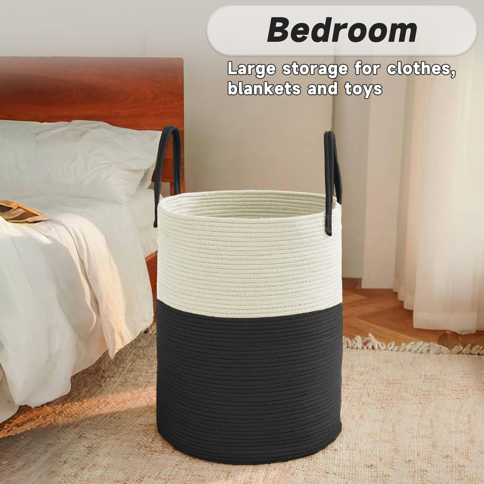 100L Cotton Rope Laundry Basket Hamper