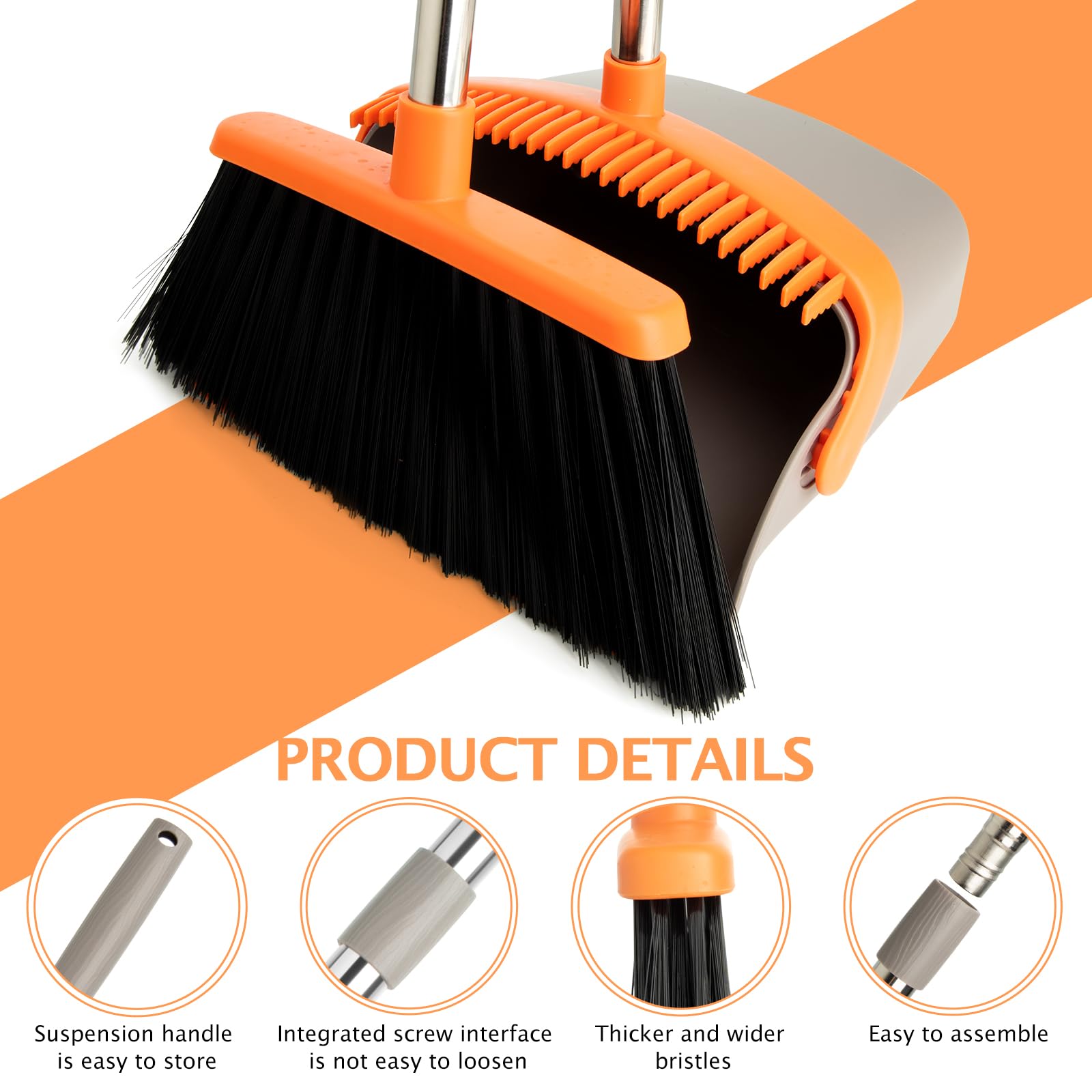 2 Pack Broom and Dustpan Combo Set (2 Count)