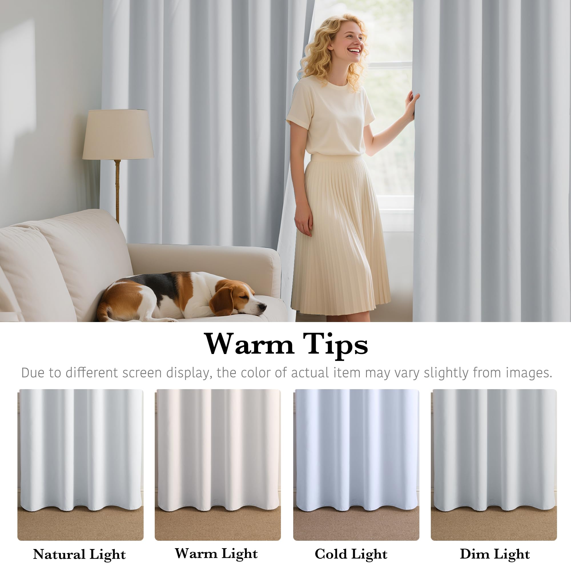 White 100% Blackout Curtains for Bedroom Living Room (2 Count)