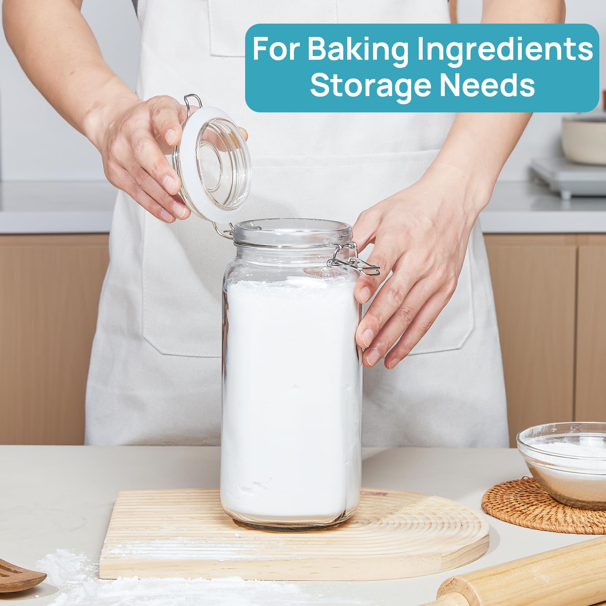 78oz Glass Food Storage Jars with Airtight Clamp Lids (3 Count)