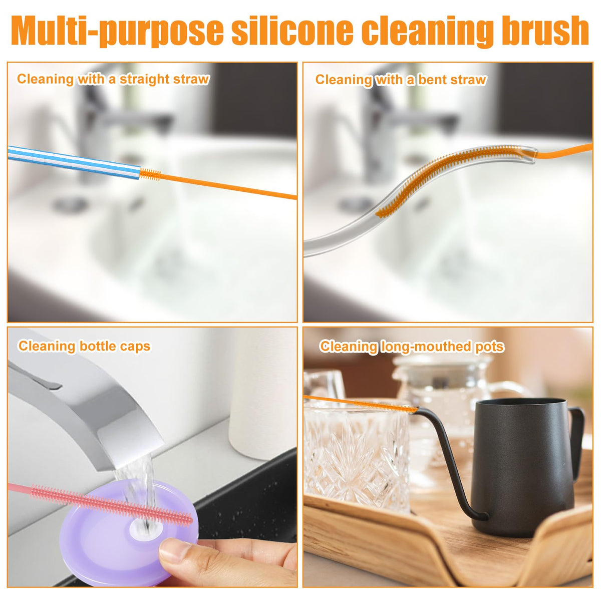 2pcs Silicone Straw Cleaner Brush (2 Count)