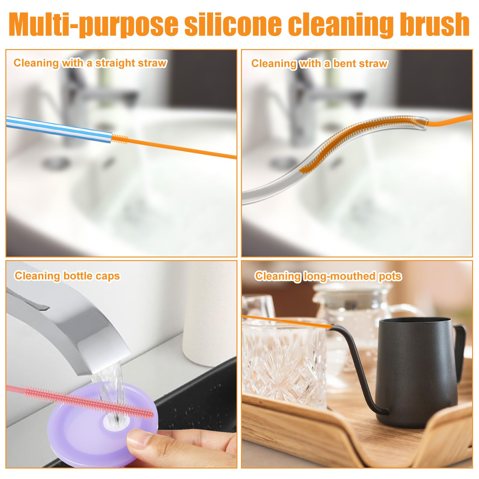 2pcs Silicone Straw Cleaner Brush (2 Count)