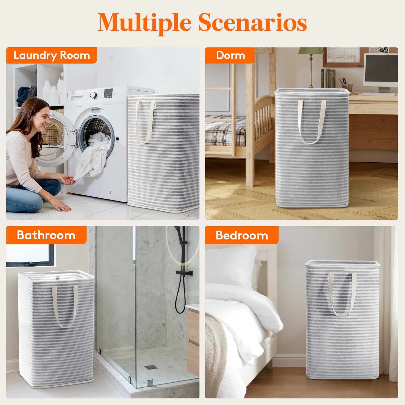 75L Large Collapsible Laundry Basket with Extended Handles