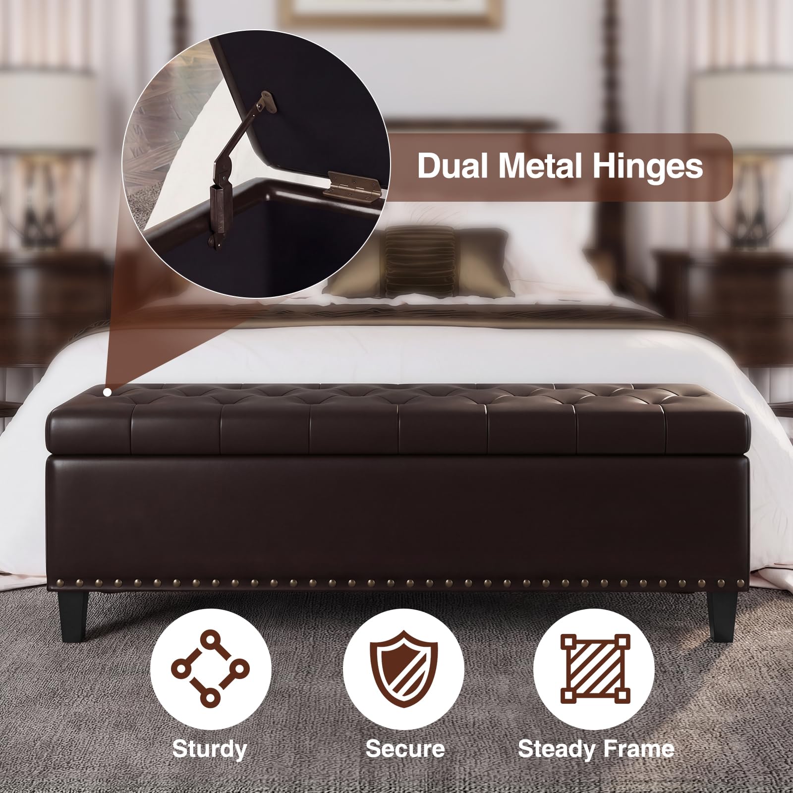51 Inch Storage Ottoman Bench