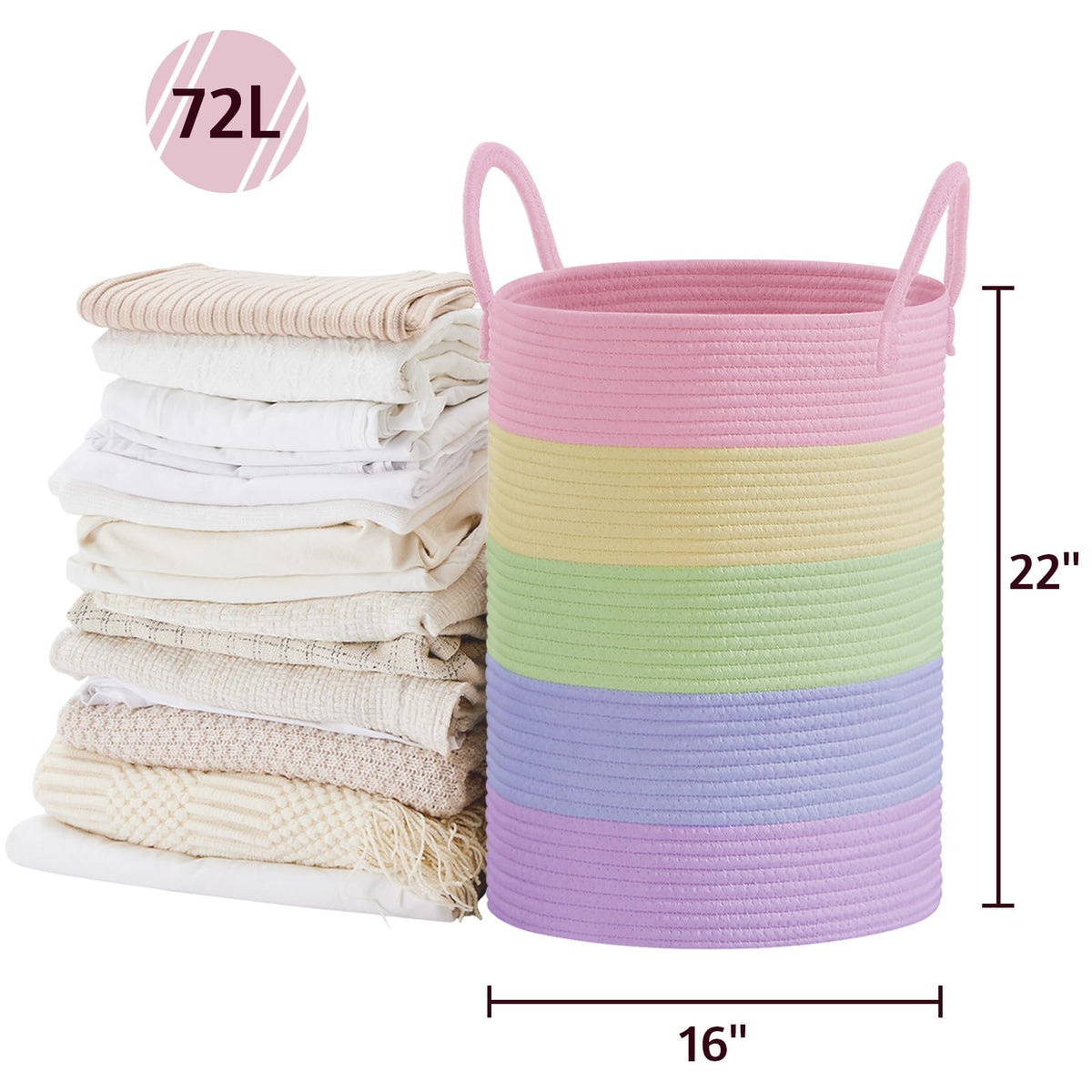 72L Tall Woven Laundry Basket Hamper
