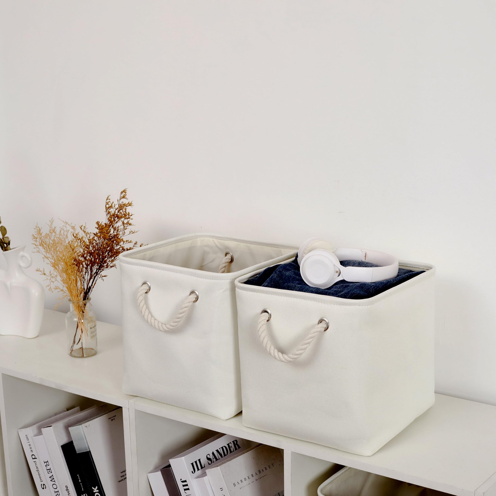 11 Inch 6 Pack Cube Storage Bins with Handles (6 Count)