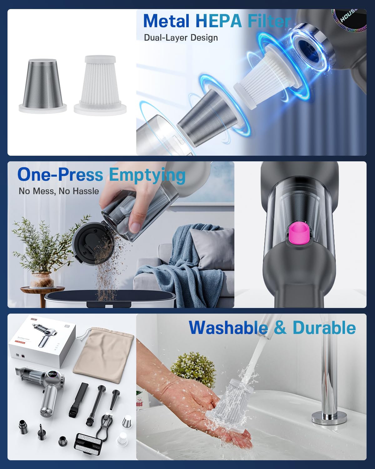Car Vacuum Cordless Mini Handhled 4