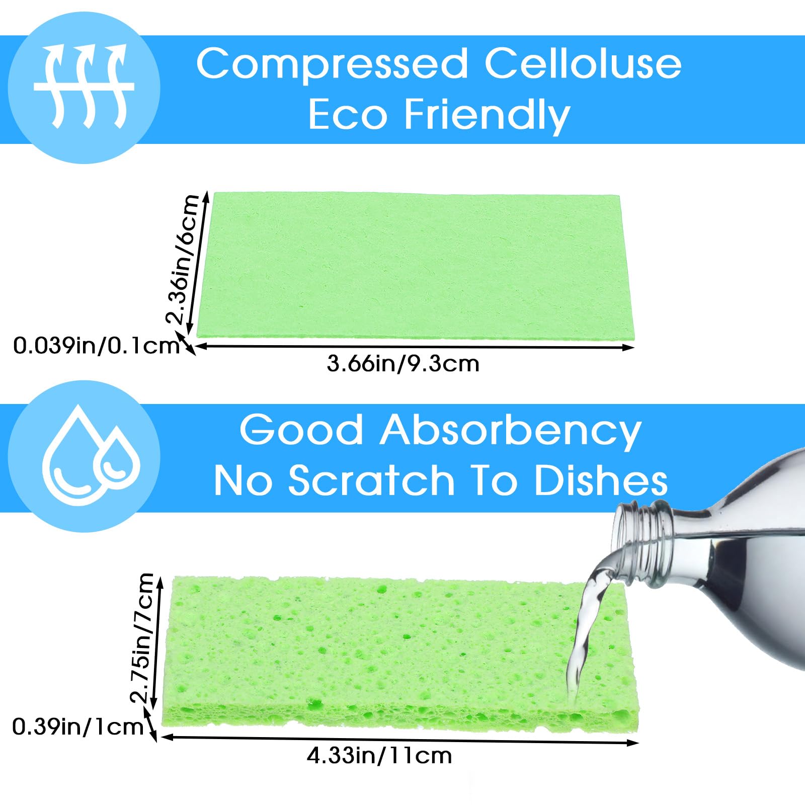 100pcs Kitchen Sponges Bulk Natural Sponges for Dishes Reusable Dish Sponge Scrub Compressed Wood Pulp Sponge Non (100 Count)