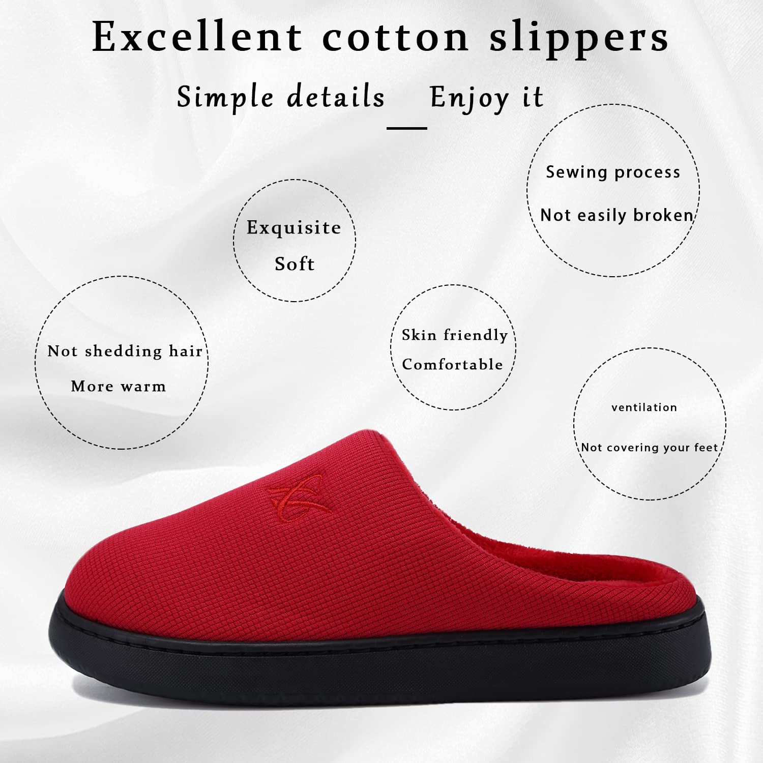 Memory Foam Cotton Slippers Couple Style Men's and Women's House Casual Shoes