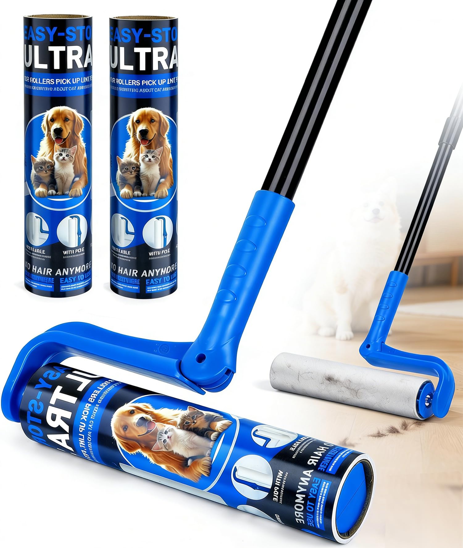 10" Large Lint Roller for Pet Hair Extra Sticky (100 Count)