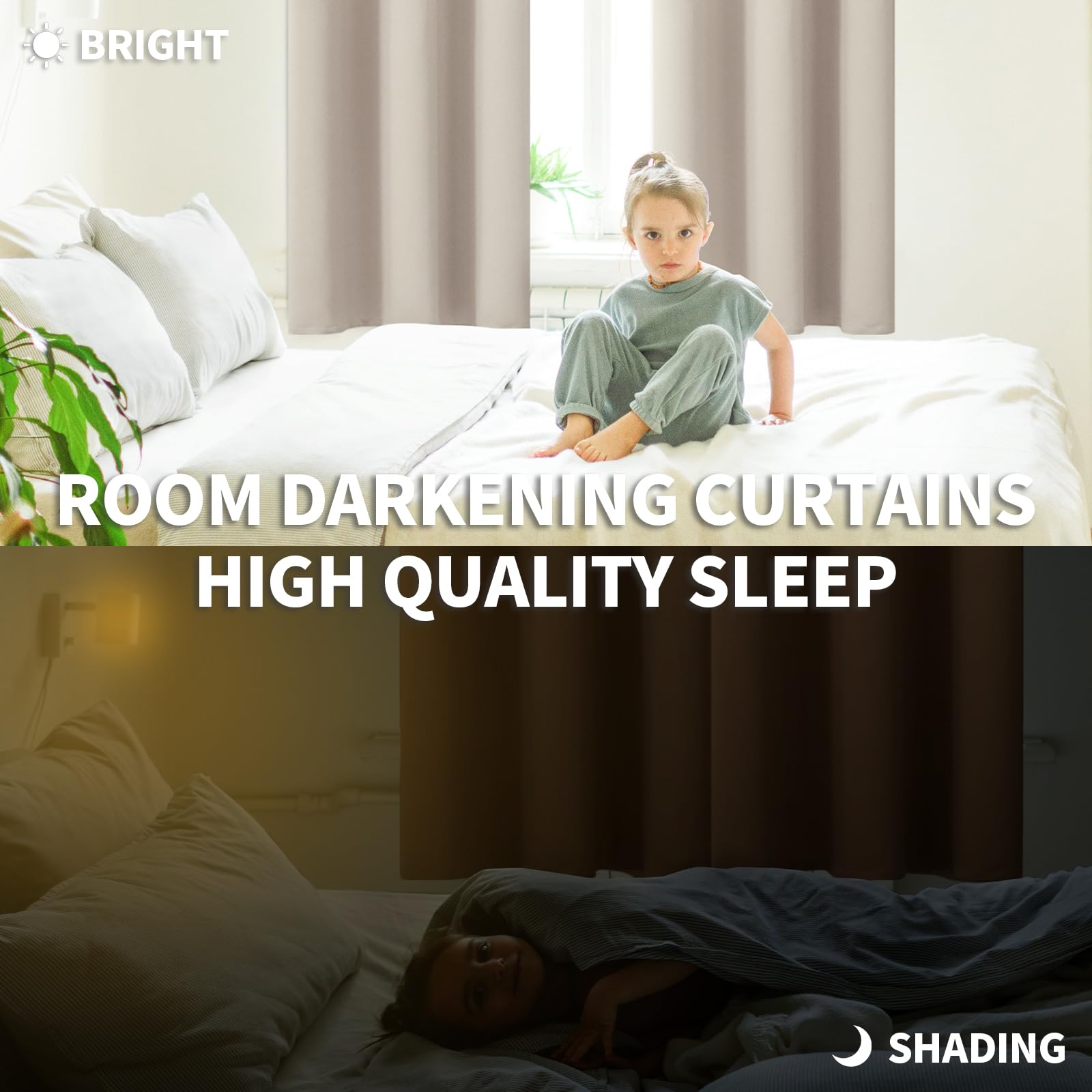 Rod Pocket Blackout Curtains for Bedroom (2 Count)