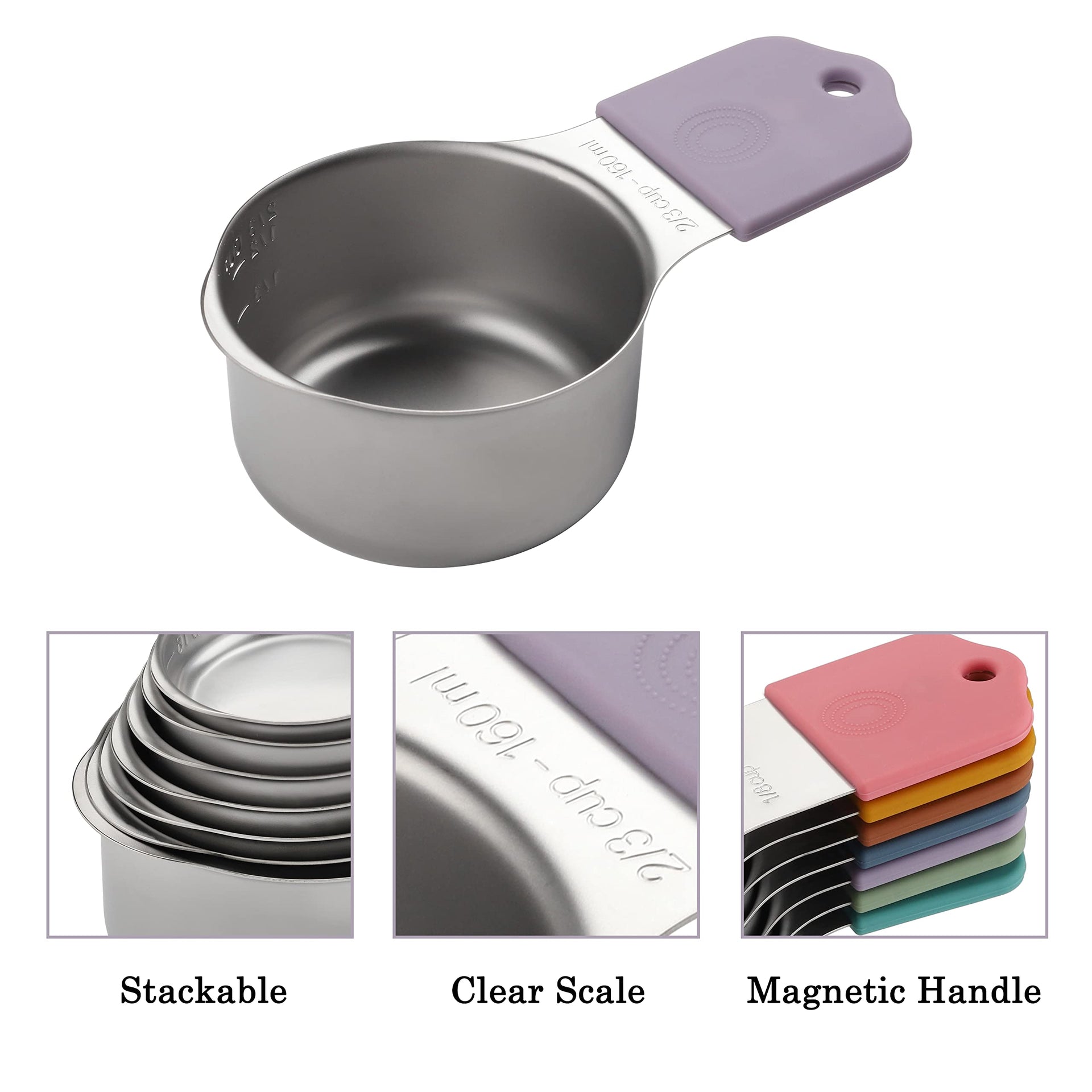 Magnetic Measuring Cups Set of 7 Stainless Steel Magnetic Measuring Cups