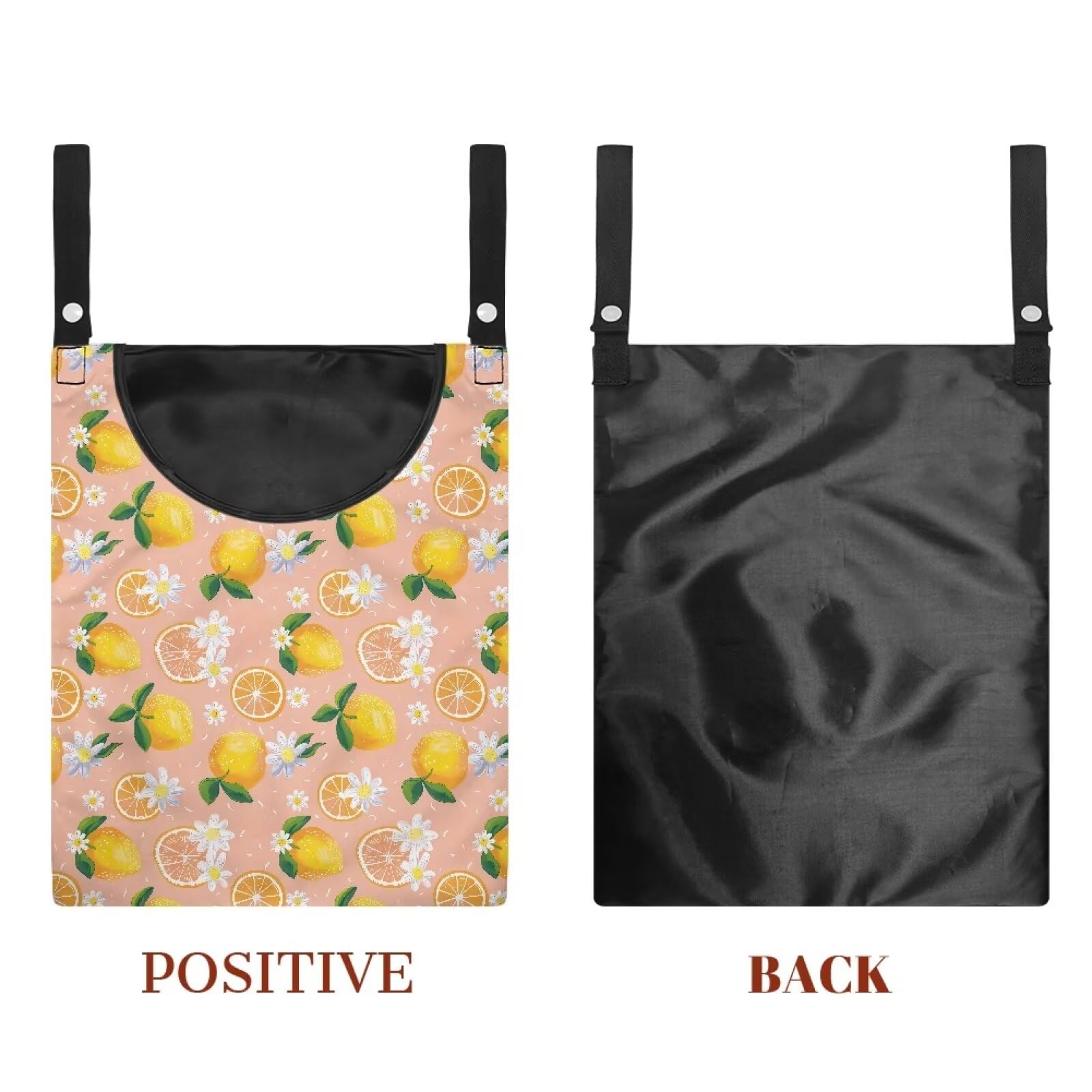 Lemon Print Clothespin Holder with Hanger Hook