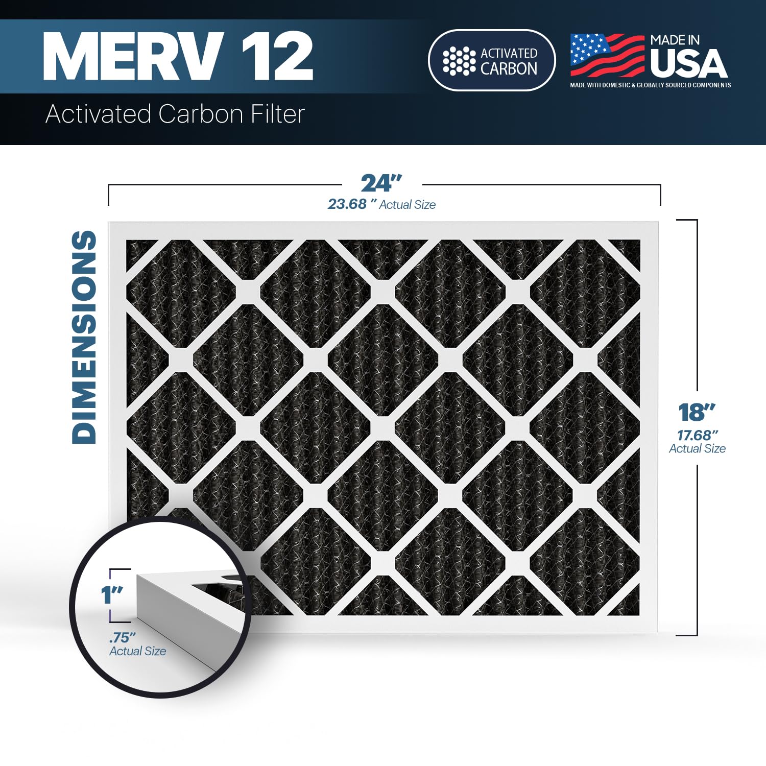 TruFilter 18x24x1 MERV 12 Odor Defense (4 Count)