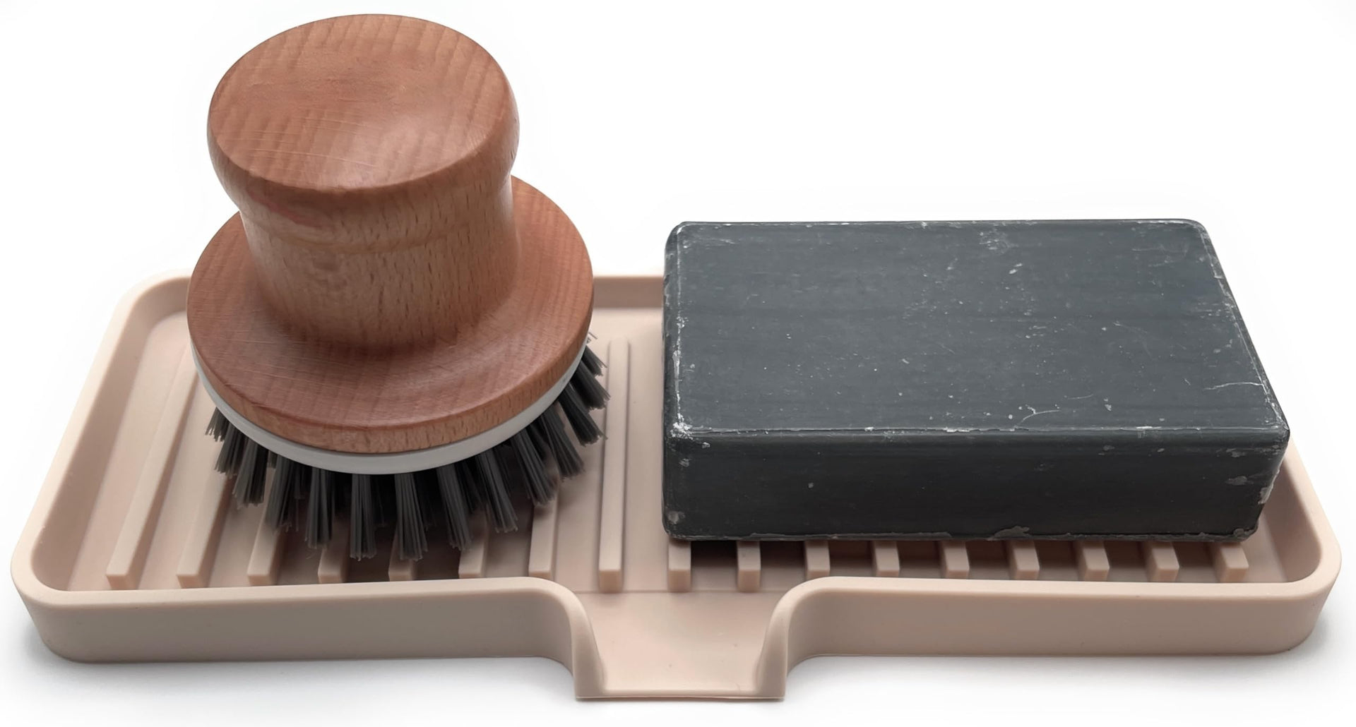 Silicone Soap Dish Tray and Sponge Holder with Drain Chute