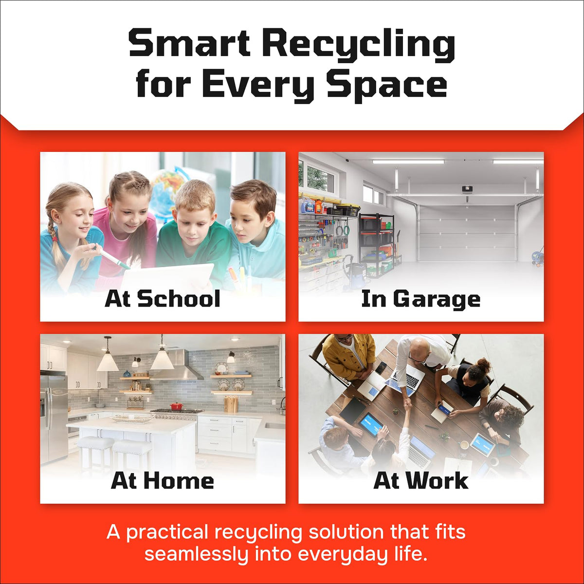 Multi Bin Recycling System with Three Stackable 6 Gallon Small (3 Count)