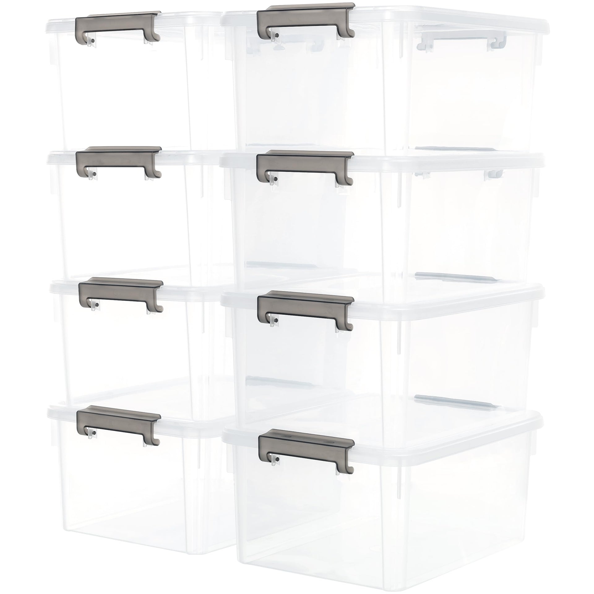 17 QT Plastic Storage Bins with Latching Lids Stackable Storage Containers for Organizing Large Clear Storage Box for Garage (8 Count)
