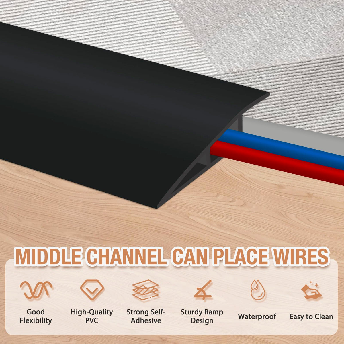Floor Transition Strip Self Adhesive Vinyl Door Threshold Strip (3.3 Foot)