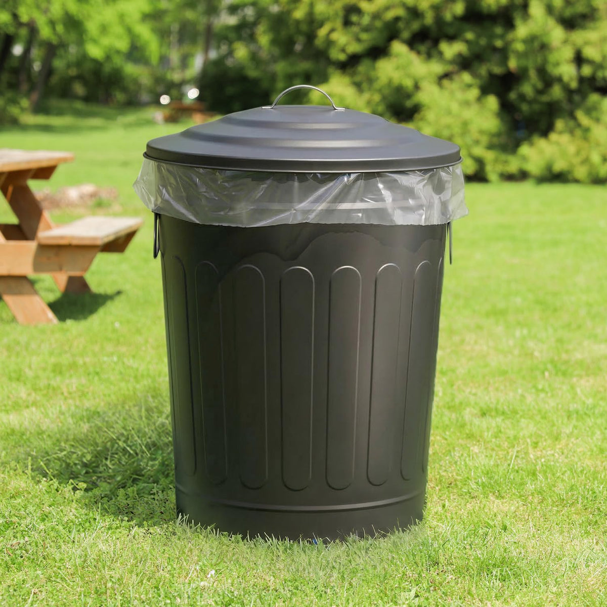 Metal Trash Can with Lid 13 Gallon (6 Count)