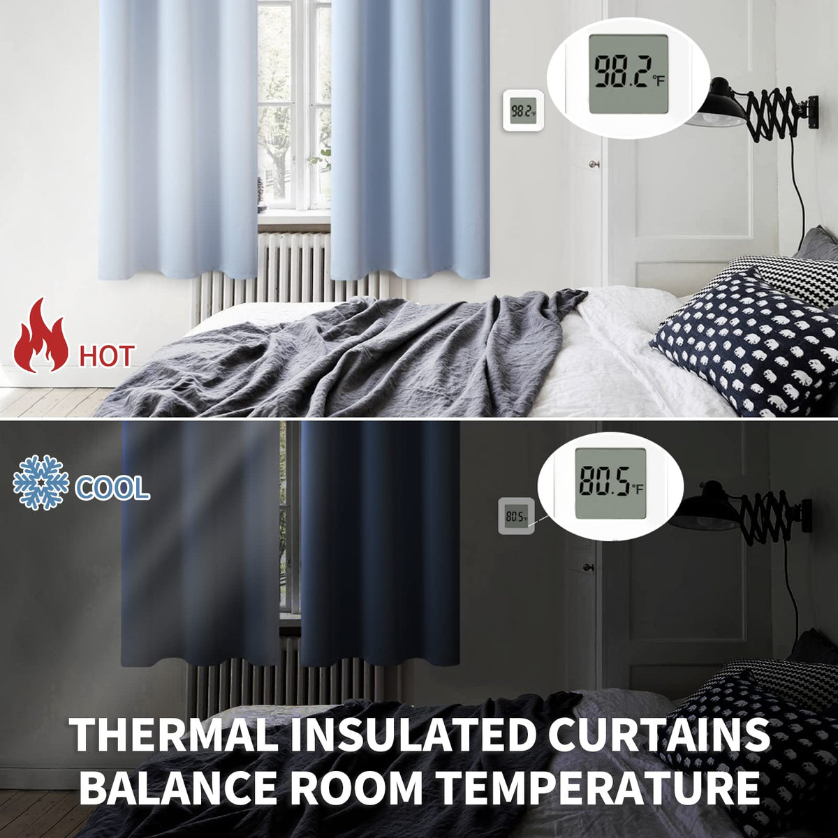 Light Blue Room Darkening Curtains 40 Inches Long for Bedroom (2 Count)